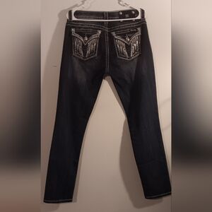 Miss Me Dark Blue Skinny Jeans with Silver Accents